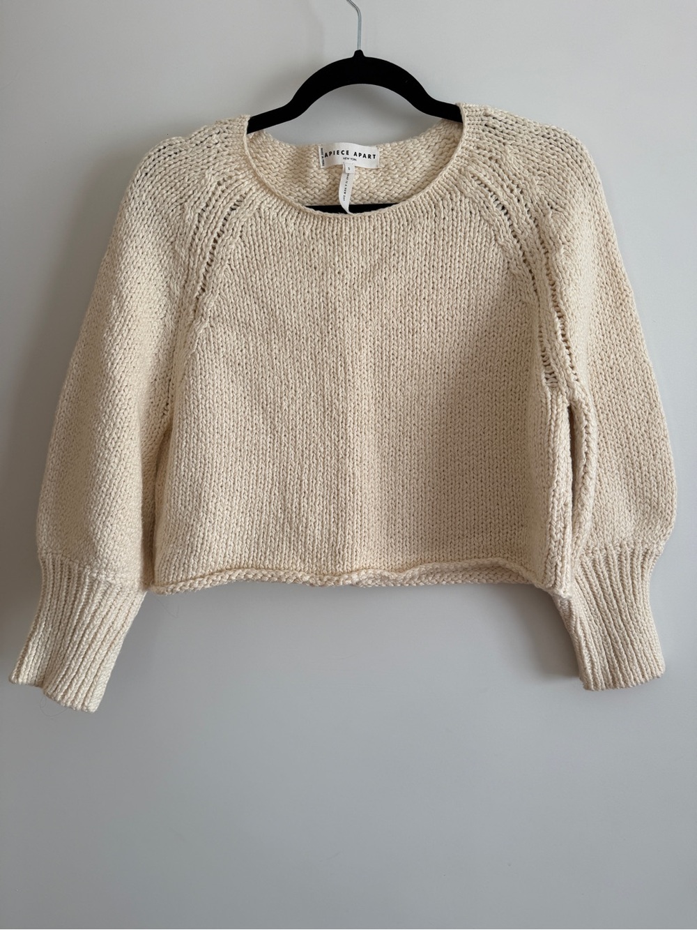 APIECE APART Cream Cropped Knit Sweater